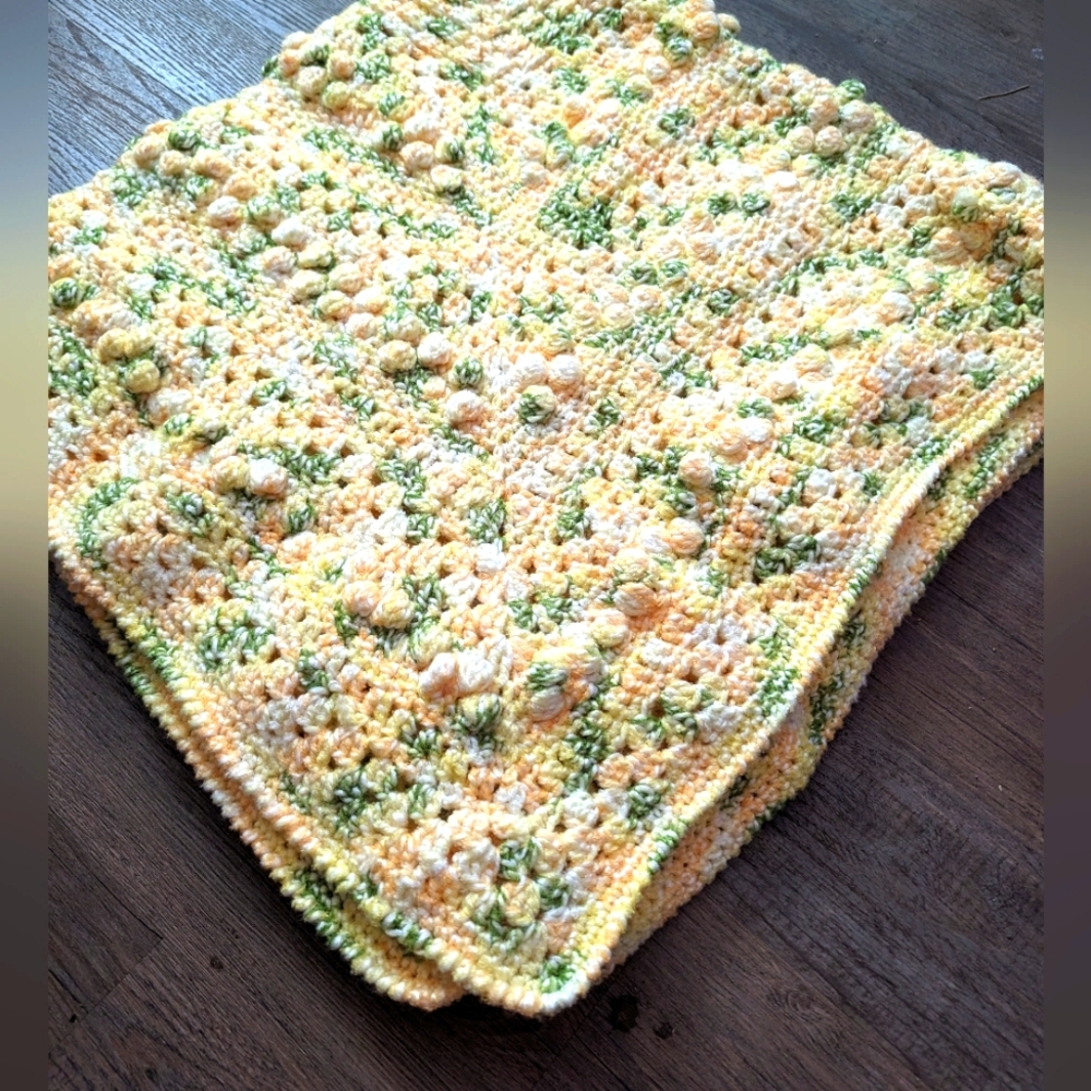Vintage Handmade Crocheted Baby Crib Blanket